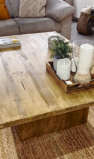 Mesa de centro madera maciza estilo rustico