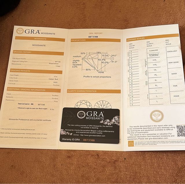 Alianza de plata y moissanita roja 0,5 Ct