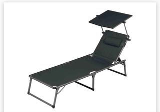 Tumbona de aluminio con parasol