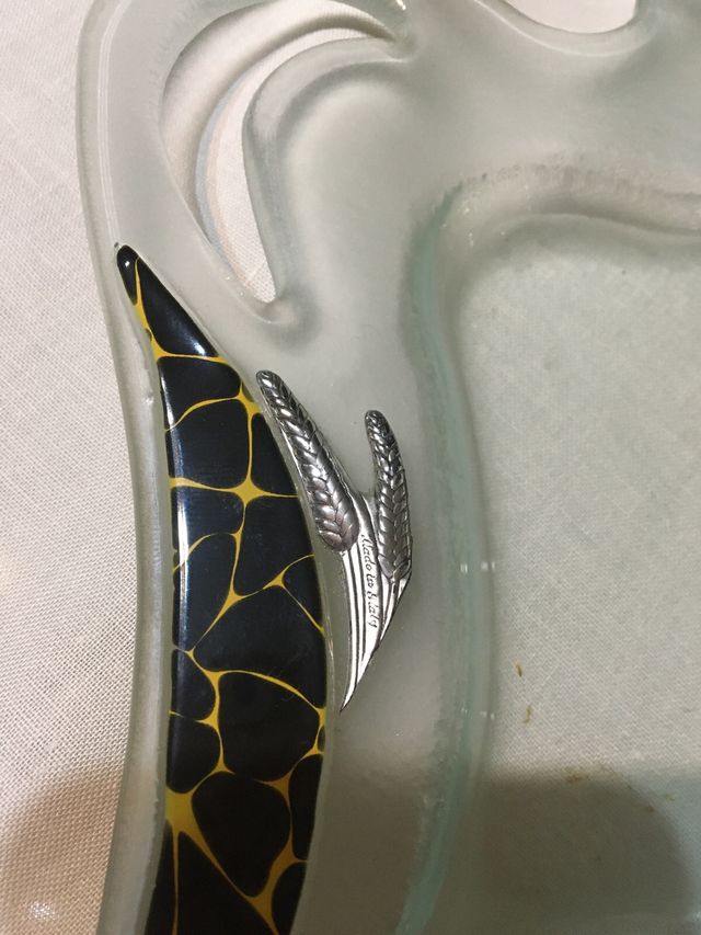 bandeja y cenicero de cristal de murano