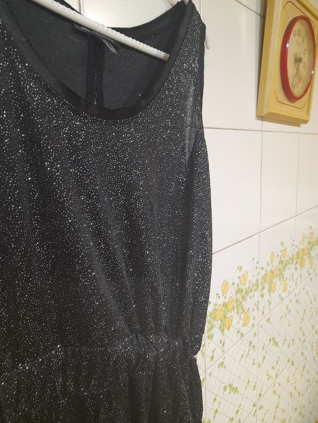 Vestido MANGO talla M/L negro de fiesta brillantes