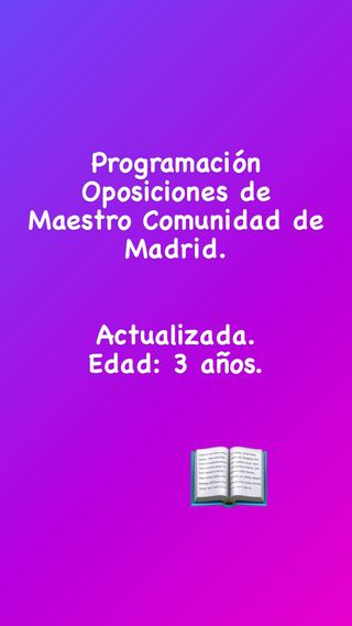 Programación Oposición de Maestro Infantil Madrid.