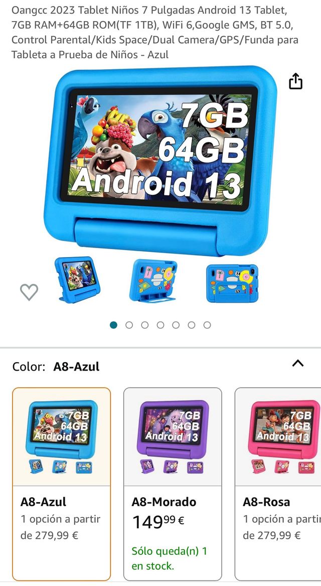 Tablet infantil 7 pulgadas Android 13 A ESTRENAR