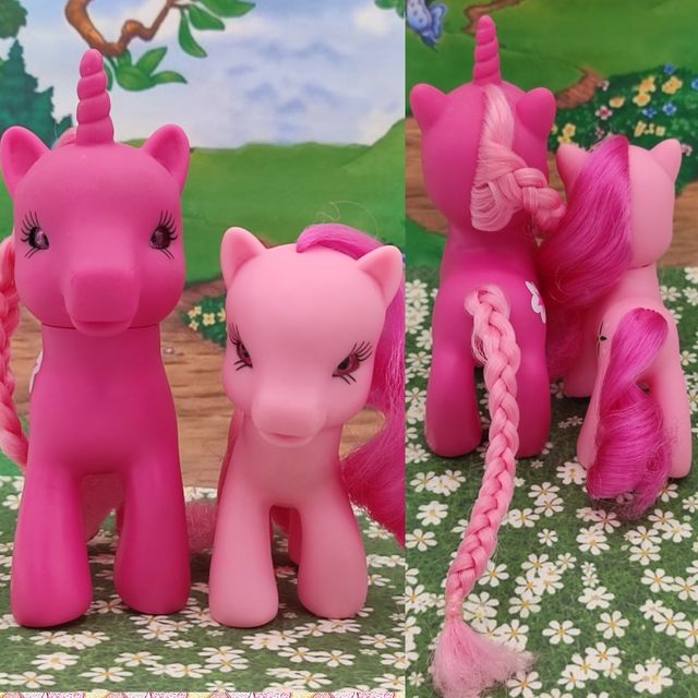 Lote 2 ponys ojos cristal brillantes mamá y bebé