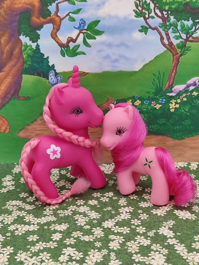 Lote 2 ponys ojos cristal brillantes mamá y bebé