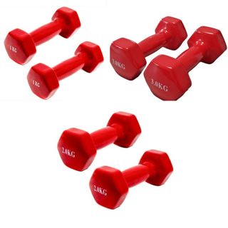 Pack Mancuernas Hexagonales Rojas de 1, 2 y 3kg