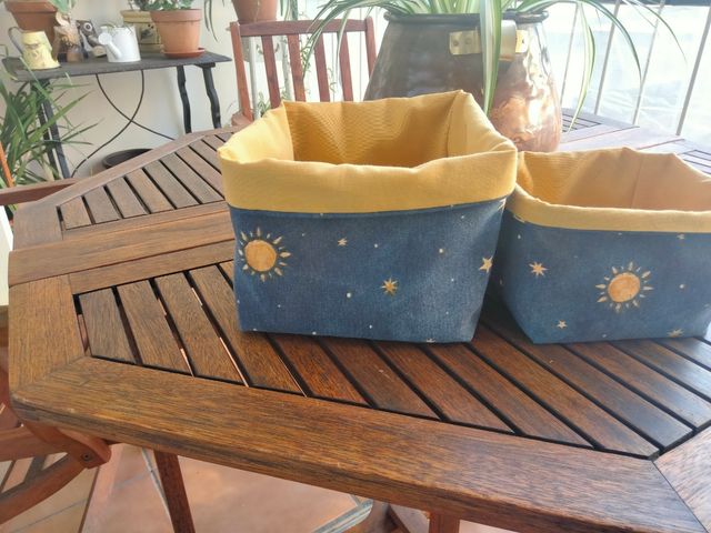 Cestas de tela reversibles. Ideas para regalar