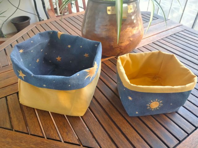 Cestas de tela reversibles. Ideas para regalar