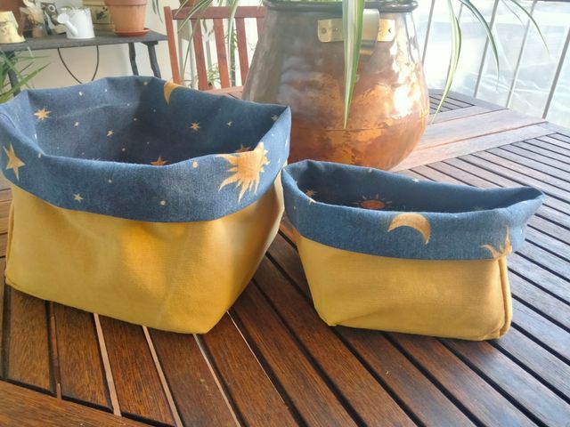Cestas de tela reversibles. Ideas para regalar