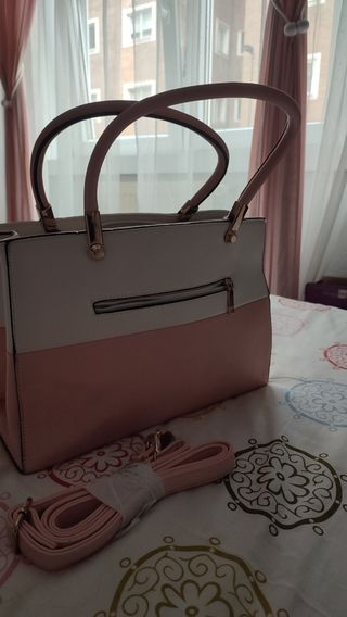 Bolso rosa y blanco