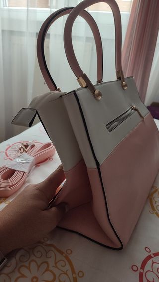 Bolso rosa y blanco