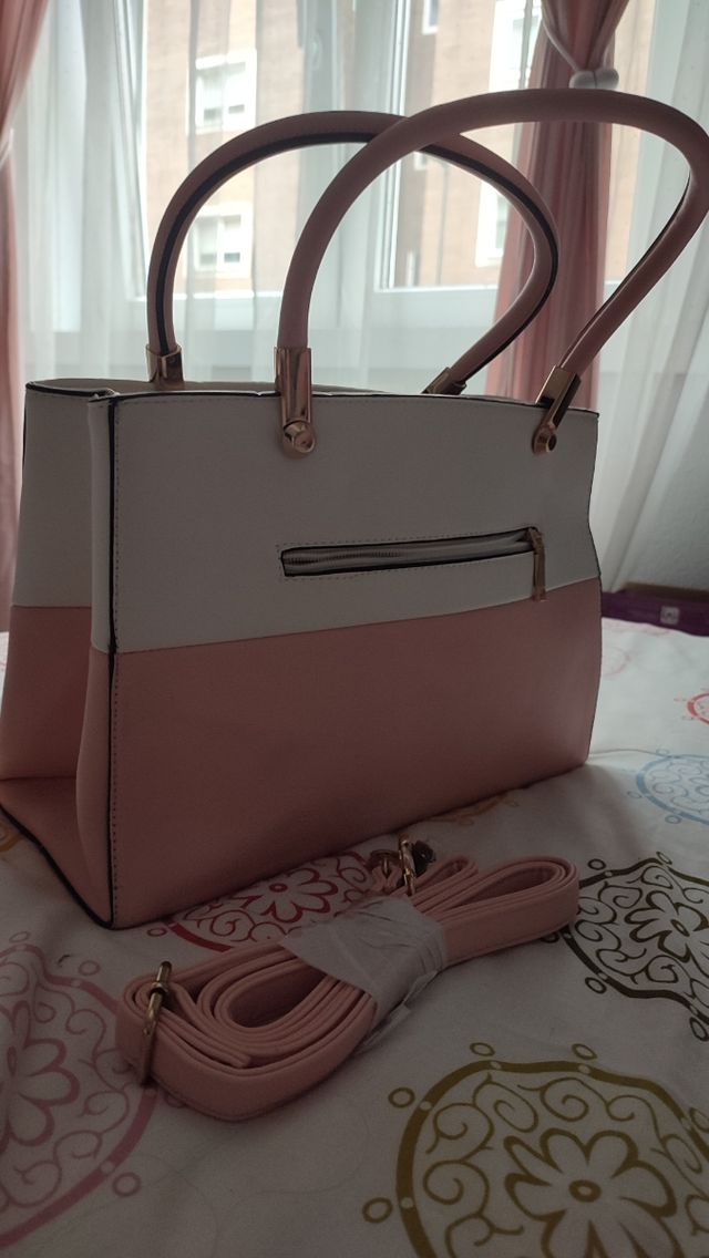 Bolso rosa y blanco