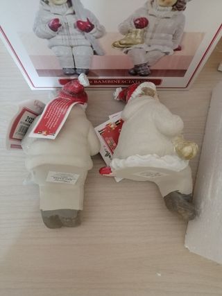 Set 2 statue sciatori natalizie- PREZIOSA - NUOVE