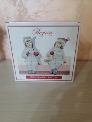 Set 2 statue sciatori natalizie- PREZIOSA - NUOVE