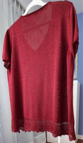 Top fiesta lurex granate en pico.  T 54.