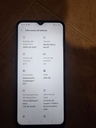 Móvil OPPO A9 (2020)+ funda colgar+ cascos+ cargad