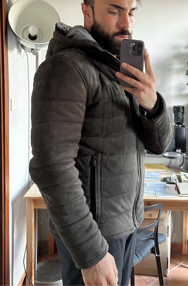 Giubbotto bomber effetto camoscio Zara verde khaki