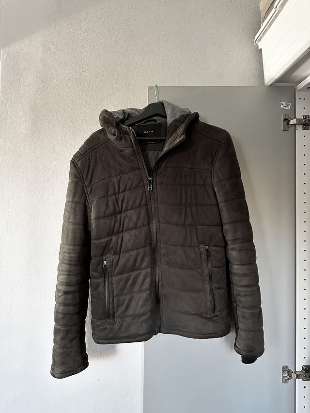 Giubbotto bomber effetto camoscio Zara verde khaki