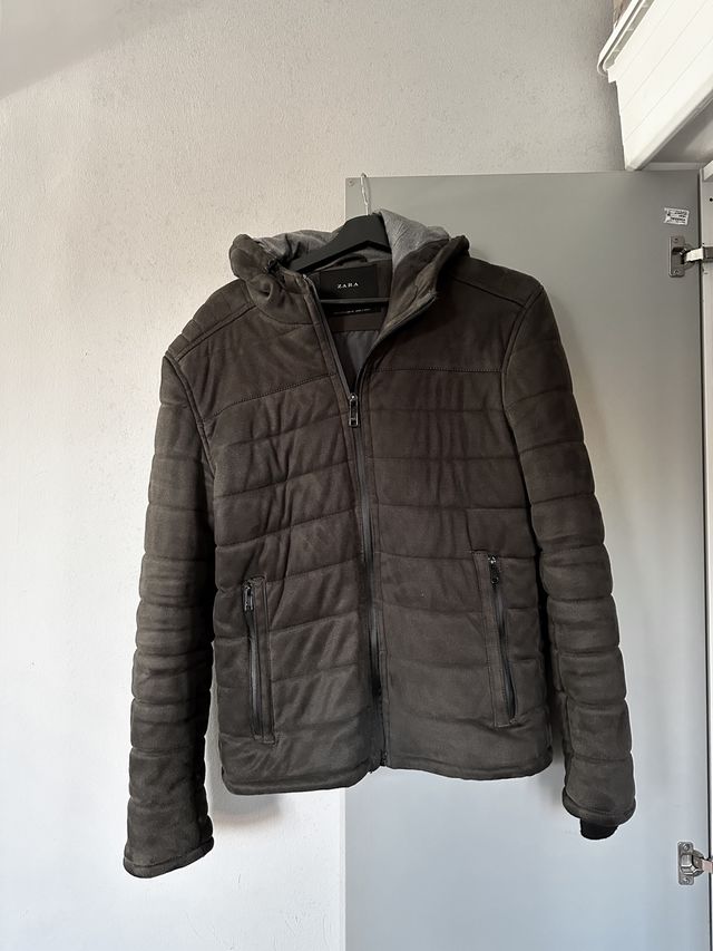 Giubbotto bomber effetto camoscio Zara verde khaki