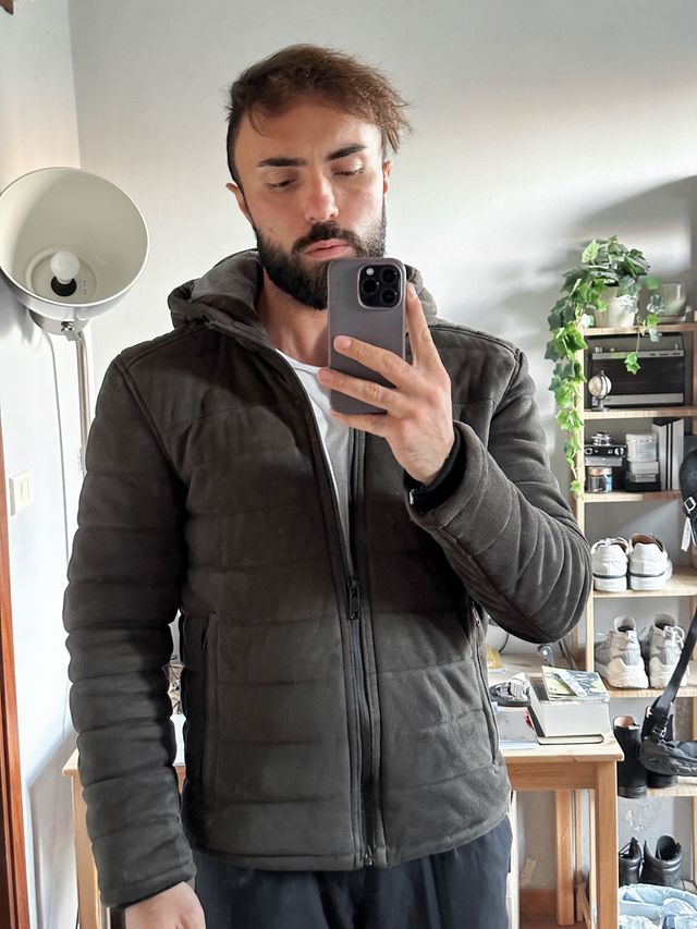 Giubbotto bomber effetto camoscio Zara verde khaki