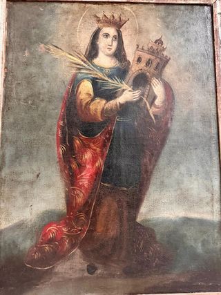 Santa Bárbara, antiguo óleo reentelado.