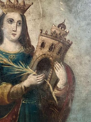 Santa Bárbara, antiguo óleo reentelado.