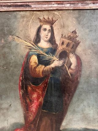 Santa Bárbara, antiguo óleo reentelado.