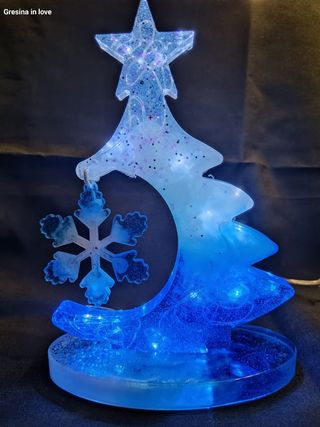 Albero di natale Blu e bianco con luci