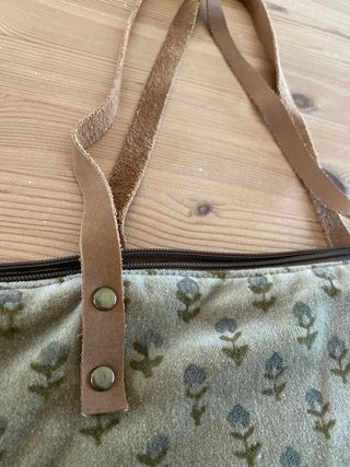 Bolso tote Bag  terciopelo y asas piel 