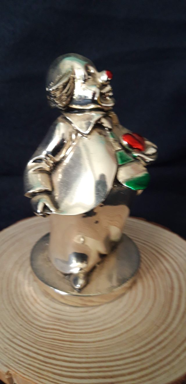 Statuina di pagliaccio placcata argento