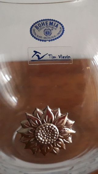Jarrón  Cristal de Bohemia con placa de plata