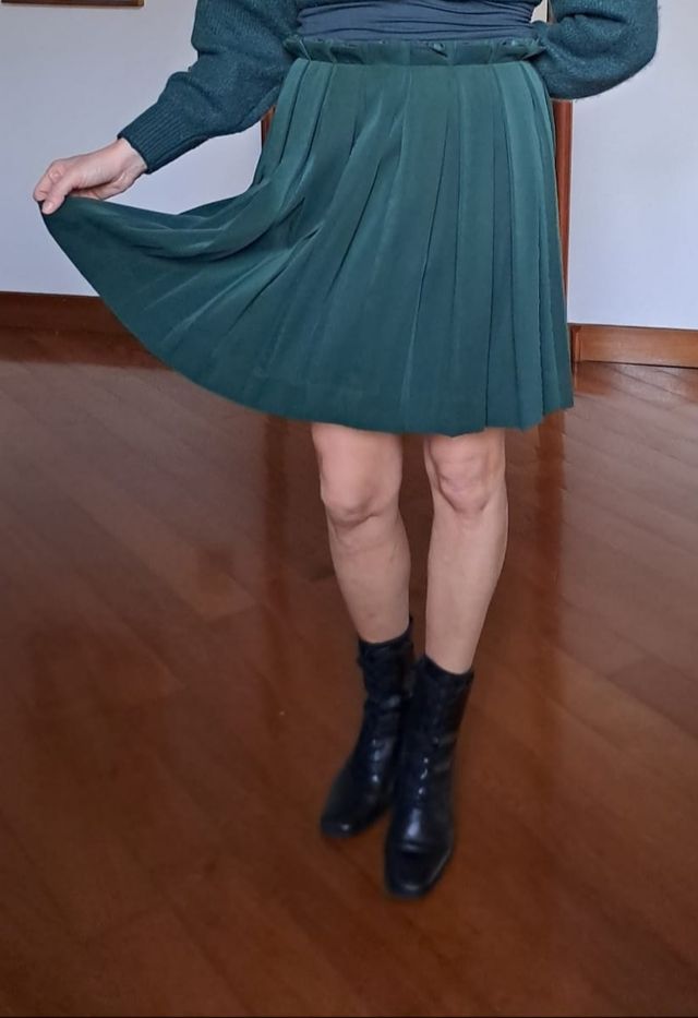 Gonna a pieghe verde