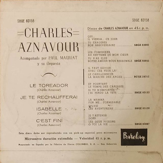 Charles Aznavour, le toréador
