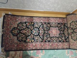 Preciosa alfombra lana, seda.1,90×65