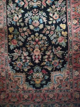 Preciosa alfombra lana, seda.1,90×65