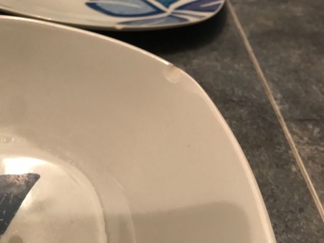 Conjunto 6 platos loza decorados, 3hondos +3llanos