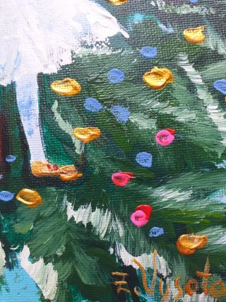 Ángel Oleo Tablero de Lona Pintura Original Arte