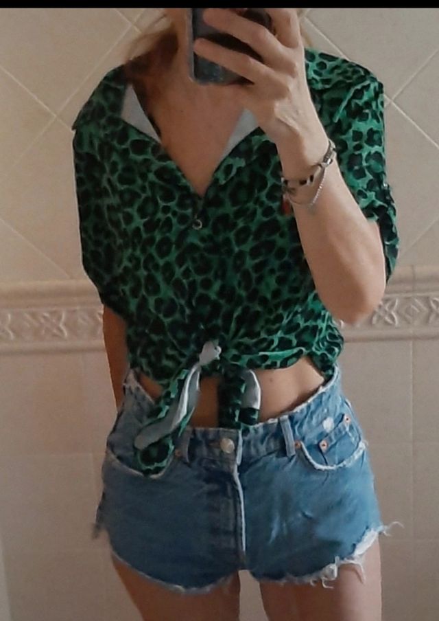 Camicia maculata  verde e nero