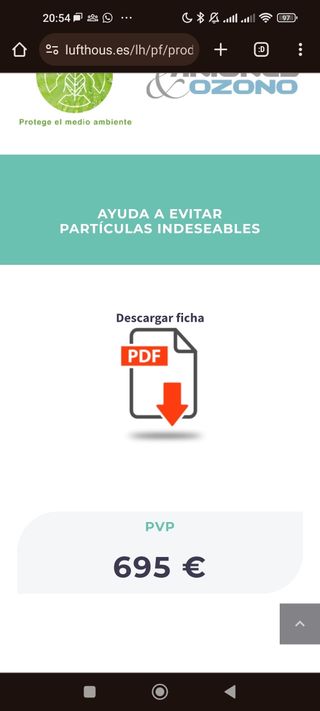 Filtro / Filtrador / Purificador de aire O³ (EVO3)