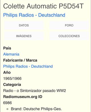 antigua radio philips colette automamatic