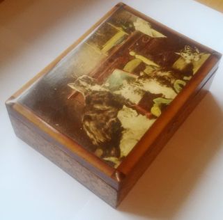Joyero Caja Madera Antigua con Espejo y LLAVE