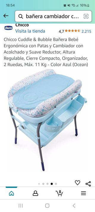 Bañera cambiador portátil.