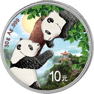 Moneda de plata Panda Chino 2023 a color