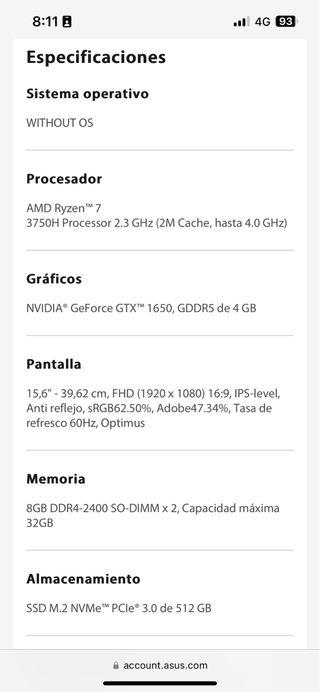 Asus TUF gaming fx505dt