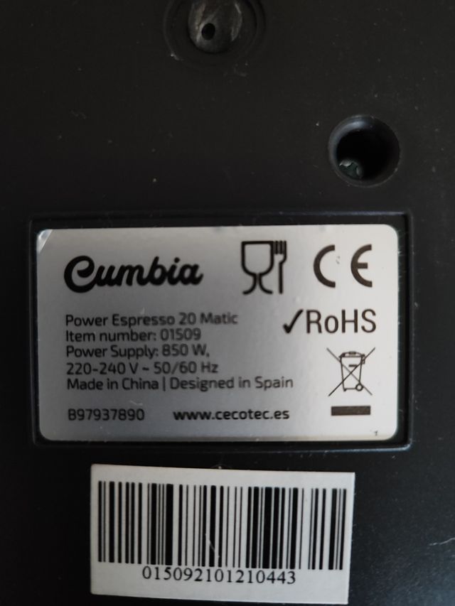 Botonera cafetera Cecotec espresso Matic