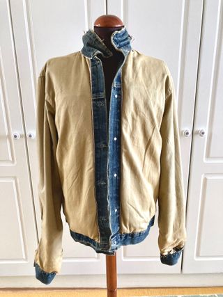 Cazadora vaquera XL con diseño tipo envejecido