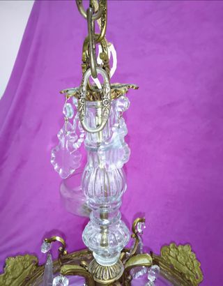 Lámpara de bronce y cristal siglo años 20