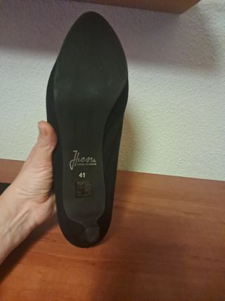 Zapatos Tacón Negro Marca Jhesu 41 Piel