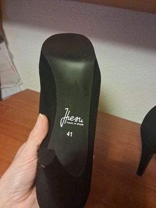 Zapatos Tacón Negro Marca Jhesu 41 Piel