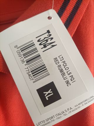 Polo Lotto  rojo manga larga talla XL